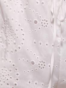 MUSERA 刺绣系带阔腿裤，仅限春夏度假休闲优雅场合，适合海滩、波西米亚风、伊比沙岛、Roja Del Sol 等风格 - 白色 - 查看 6