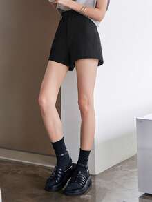 DAZY High Waist Straight Leg Shorts - Black - View 7