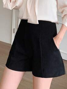 Wynsel Solid Slant Pocket Shorts - Black - View 4