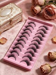 10pairs/Set Soft Fluffy Curly Cat Eye 3D Faux Mink Eyelashes, Handmade Natural False Eyelashes For Makeup, Thick Style Strip Lashes, Lashes, Eyelashes, Fake Lashes - Cat Eye Lashes - View 2