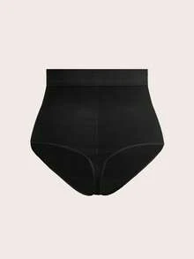 SHEIN CURVE+ Curve Plus High Waist Tummy Control Pants Plus Size Tummy Control Underwear High Waisted Tummy Control Shapewear Panties - Black - View 3