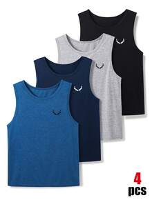 SHEIN 4PCS Teen Boys Tanks - Multicolor - View 3