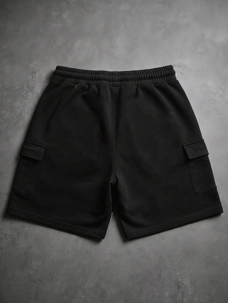 Club Cargo Shorts With Drawstring Waist Embroidered Logo Script Detail Summer Casual Style