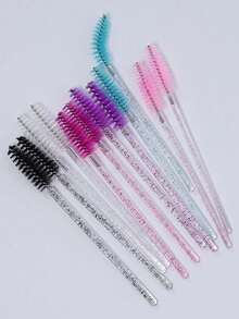 50PCS Crystal Disposable Mascara Wands, Eyelash Makeup Brushes With Gold/Blue/Pink Handles, Spiral Design For Lash Lengthening, Mascara Application, Eyebrow & Eyeshadow Grooming Beauty Tools - Multicolor - View 2