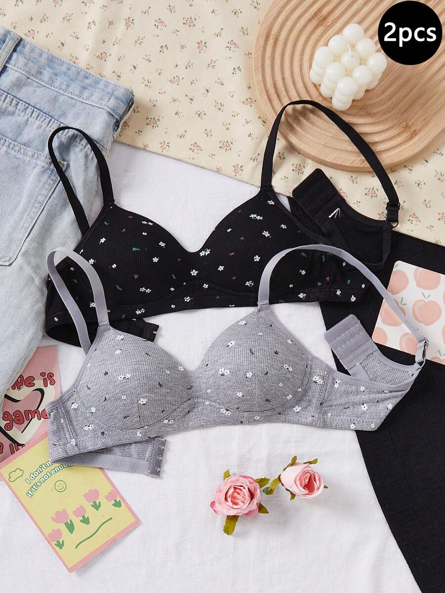 Áo ngực không dây hoa văn Jacquard ngọt ngào, vải mỏng, dành cho nữ sinh tuổi teen - Nhiều màu - Xem 1