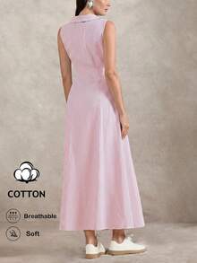 xheBriarwyn Vestido camisero casual de mujer de una sola hilera sin mangas a rayas, atuendos de verano para mujer, atuendos de primavera para mujer, atuendos de vacaciones de verano, Día de San Valentín, Día de San Patricio para mujer, atuendos de vacaciones en la playa para mujer, atuendos para salir, vestido de Día de San Valentín, vestidos de noche de lujo para bodas, vestidos casuales para mujer, vestidos formales para mujerxhe - Rosa Pálido - Ver 8