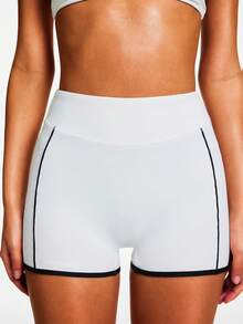 Hanevo Women's Summer Contrast Trim Elastic Waist Sports Shorts - Multicolor - View 5