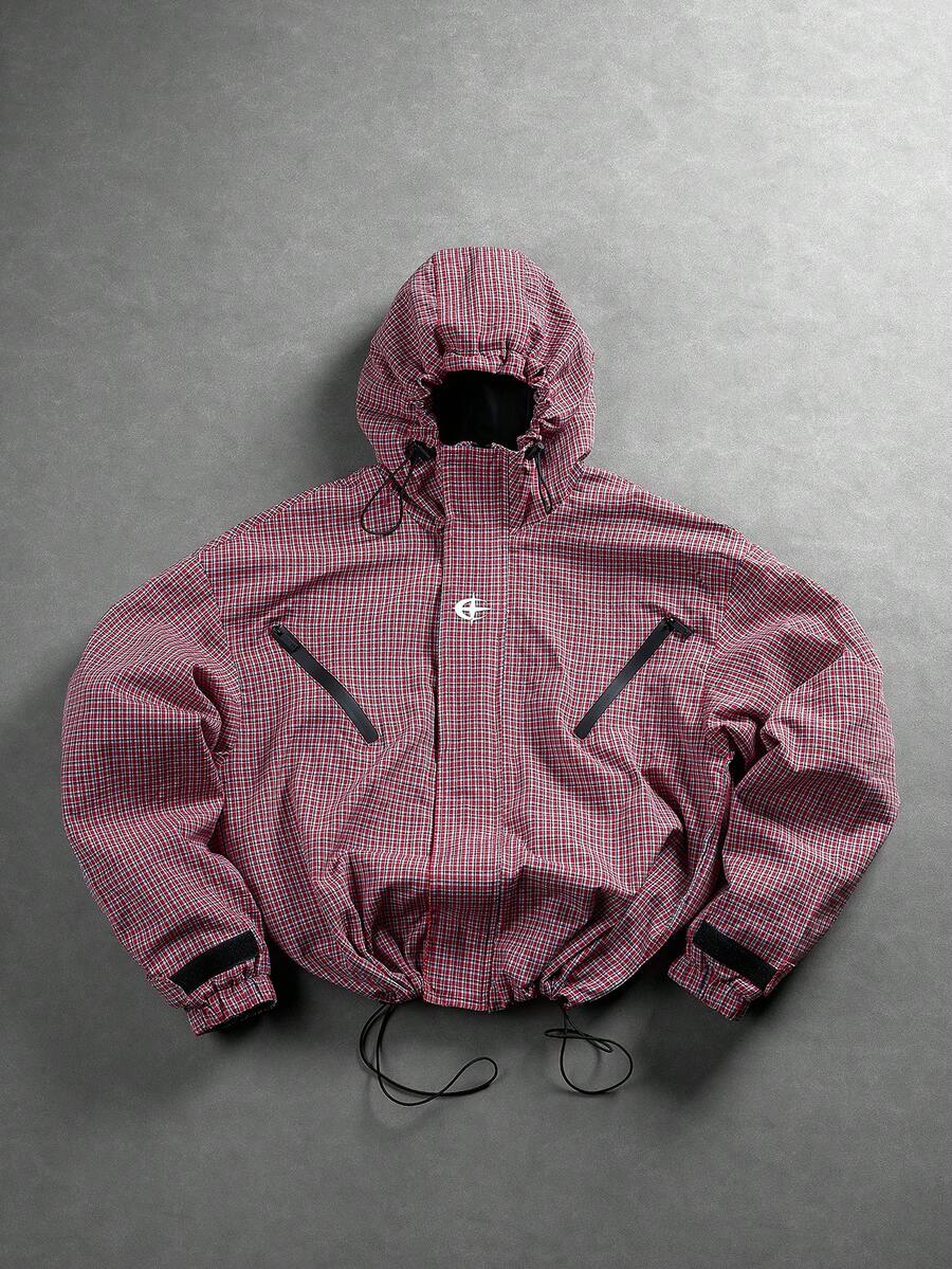 PAVTROS Men's Plaid Hooded Casual Versatile Daily Wear Jacket - Red - View 1