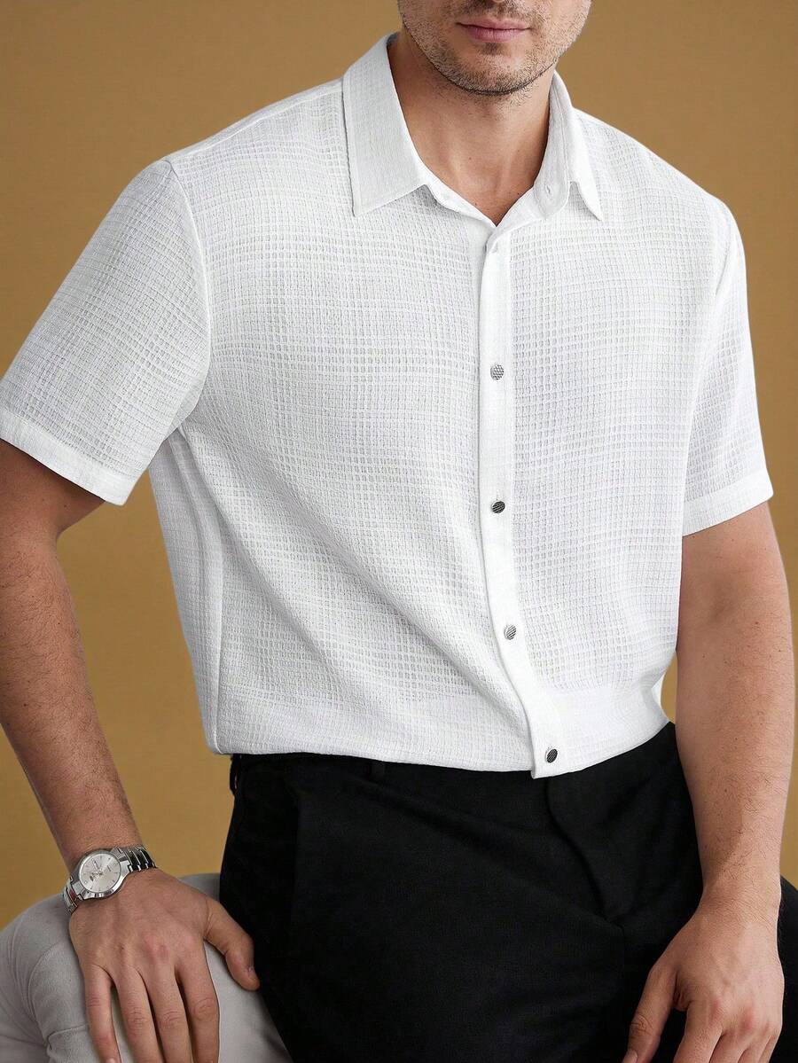 Core Aspect Camicia casual bianca a maniche corte versatile da uomo - Bianco - Visualizzare 1