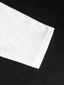 SHEIN 男童休闲条纹短袖衬衫长裤套装（2件套），适合日常休闲、度假、运动、夏季穿着 - 黑與白 - 查看 4