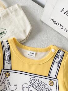 SHEIN Playful Pals Baby Boy Cute Car Print Soft & Comfortable Romper, Suitable For Daily Wear And Holiday Gifts - Yellow - View 7