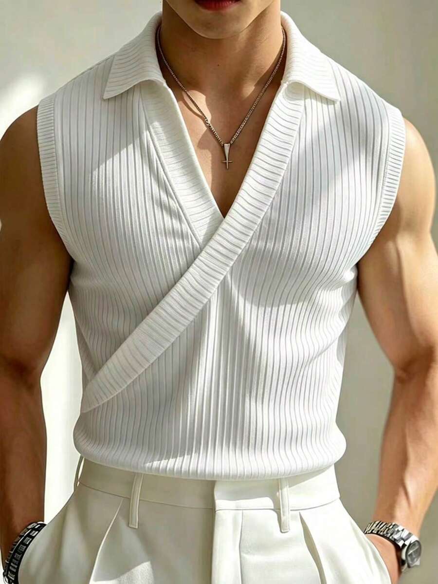 Manfinity Homme Áo tank top nam màu trắng dáng rộng, đa năng, có thể mặc trong hoặc ngoài, trang phục thường ngày năng động, phù hợp cho cả nam và nữ, làm quà tặng cho bạn trai/chồng hoặc làm áo đôi. - trắng - Xem 1