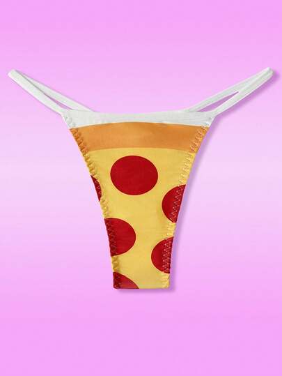 Bragas tipo tanga con estampado de pizza lindo y divertido para mujeres