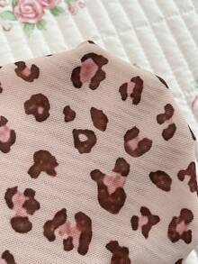 Flirla Gaun Mini Wanita Motif Leopard Musim Gugur dengan Tali Bahu Tipis dan Renda Jala, Cocok untuk Acara Malam, Motif Leopard Merah yang Imut - Baby Pink - View 8