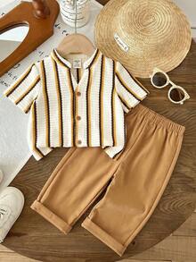 LMoss Kids Bộ 2 món cho bé trai/bé gái, áo tay ngắn và quần chất liệu vải mềm mại, thoải mái, thích hợp mặc trong nhà, ngoài trời, hàng ngày, thể thao, vui chơi, dự tiệc, chụp ảnh, kỳ nghỉ, mùa xuân/hè. - Nhiều màu - Xem 5