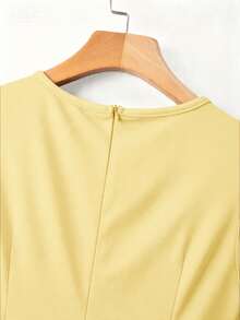 Franclia Women's Elegant Vacation Style Solid Color Sleeveless Ruffle Hem Dress, Summer - Yellow - View 4