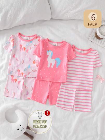 Snug Fit Dog Cartoon Print Pajamas Set, Short Sleeve Top And Shorts, Comfortable Soft Fabric, Suitable For Children Loungewear, Spring/Summer