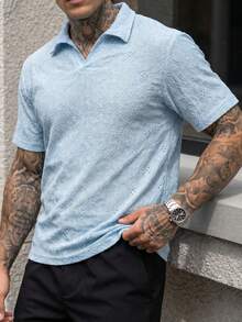 Manfinity CasualCool 男士休闲宽松短袖 Polo 衫，户外居家必备，送给家人和男友的绝佳礼物 - 藍色 - 查看 3
