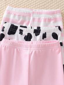 Snug Fit Dog Cartoon Print Pajamas Set, Short Sleeve Top And Shorts, Comfortable Soft Fabric, Suitable For Baby Girl Loungewear, Spring/Summer - Multicolor - View 4