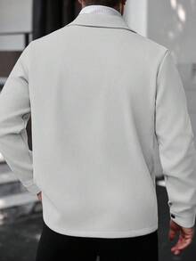 Manfinity CasualCool Áo khoác nam dài tay màu trơn thường ngày, thích hợp cho mùa thu đông Áo khoác nam mùa hè Áo khoác nam cài nút màu xám - Màu Xám nhạt - Xem 2