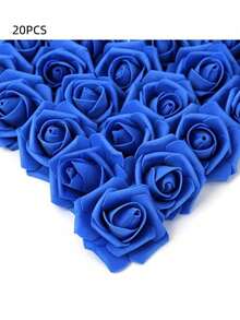 20pcs Artificial PE Foam Rose Heads, Fake Flowers For DIY Wedding Bouquets, Valentine's Day Gift Decorative Roses For Party - Royal Blue - View 6
