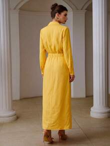 ZEYLAH Women's Linen Blazer & Skirt 2 Pieces Set, Casual Summer Outfit - Yellow - View 6