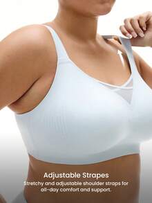 LUVLETTE Plus 無線無痕側撐休閒內衣 Bralette 不顯痕 透氣 T-shirt 運動輕盈黏貼基礎款 藍色 隱形 SizeFreedom 胸罩 - 中等水洗藍 - 查看 4