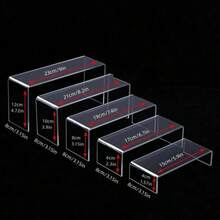 5 Pieces Clear Acrylic Display Risers, Rectangular Tabletop Display Stand Suitable For Collectibles Figures Jewelry Cupcake Dessert Home Decoration Storage Organizer - View 3