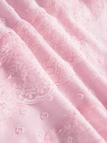 ROMWE Fairycore Women's Elastic Waist Contrast Lace Ruffle Hem Mini Skirt - Pink - View 4