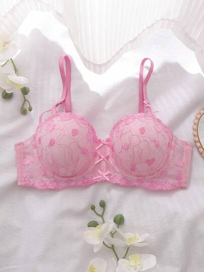 DelicateAllure Innocent Boudoir Sweet Embroidered Lace Cup Women's Bra