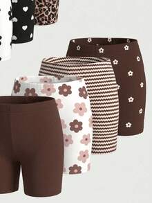 3件套女童舒适简约流行元素花卉、爱心、豹纹印花百搭新款短款打底裤组合（随机发货） - 彩色 - 查看 4