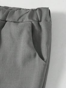 SHEIN 两件套青少年男童绅士套装 - 无袖背心外套和长裤，优雅正式西装，适合生日派对、婚礼、庆典、周年纪念等场合 - 灰色 - 查看 7