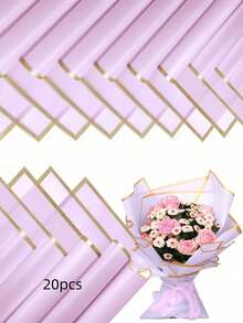 40 Peças de Papel de Embrulho Floral, Papel de Embrulho de Buquê Estilo Coreano, com Marcações de Borda Dourada, Suprimentos Florais para Embrulho e Decoração de Presentes DIY, 23 Polegadas X 23 Polegadas, Papel de Embrulho, Papel Fino, Suprimentos de Buquê, Papel Fino Roxo, Para Sacolas e Embrulho de Presentes, Papel de Embrulho de Presente Multicolorido, Papel de Embrulho de Presente do Dia dos Namorados, Artesanato de Papel de Aniversário. - Roxo - Visão 9