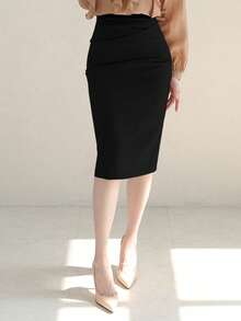 DAZY Women's High Waisted Bodycon Skirt,Pencil Skirt - Black - View 3