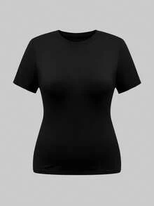 SHEIN CURVE+ 大码女式三件套休闲通勤T恤套装 - 彩色 - 查看 3