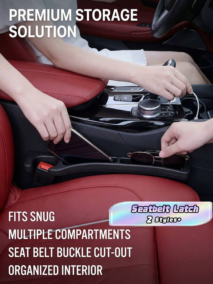 2-In-1 Car Seat Gap Filler And Storage Box, Multifunctional Organizer For Console Crevice, Anti-Slip Anti-Drop Car Interior Storage, Practical Decor Accessory For SUV And Sedan, Road Trip Ready, Daily Drive Essentials, Hidden Organizer And Space Maximizer, Lightweight Durable Car Essentials, Convenient Stowaway Box - multicolor - View 1