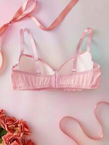Elorette Sujetador inalámbrico con acolchado, encaje, parches y estampado floral, con alto soporte y elevación, tallas grandes - Rosa - Ver 12