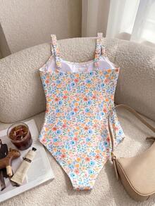 Resyla Women's One-Piece Swimsuit With Flower Print, Perfect For Vacation Summer Beach - Multicolor - View 2