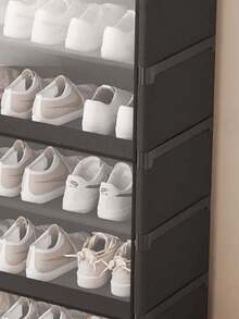 1PC Dustproof Shoe Rack, Storage Shelf, Space Saving Sturdy Fashionable Design, Easy Assembly Disassembly Portable, Suitable For Living Room Bedroom Foyer Office Home, Multi-Layer Storage, Holiday Christmas Gift - Multicolor - View 6
