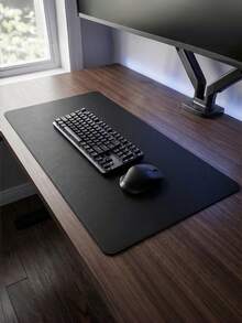 Teckwe 1Pc Large Solid Color Leather Desk Mat, Made Of Smooth Faux Leather, Water-Resistant And Moisture-Proof, Protects Desk Surfaces, Provides Stable Space For Keyboard And Mouse, Ideal For Home Office, Gaming And Daily Work Use. - View 3