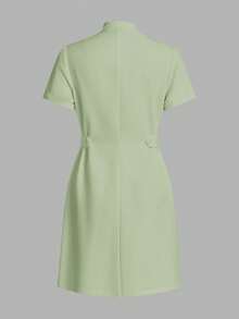 TaskEZ Uniforme de mujer Scrubs Bata de laboratorio con botones delanteros para enfermera de hospital - verde menta - Ver 6