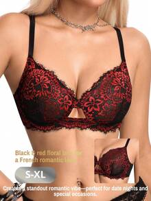 AltCore Women's Soft & Comfortable Multi-Color Lace & Mesh Splice Bra,Dreamy Elegant Front Hollow-Out Details,Lift & Support Perfect Fit Lingerie,1pc - Multicolor - View 8