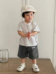 SHEIN Celana Pendek Denim Biru untuk Balita Laki-laki - Light Grey - View 3
