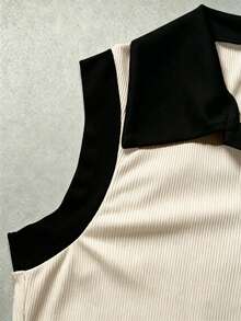 Mono elegante y versátil de punto con cuello de solapa semi-abierto, mono de mujer para primavera/verano, mono de mujer para vacaciones, mono de mujer para playa, conjunto de verano para mujer, mono de playa, mono para salir, mono para graduación, mono de vacaciones, mono casual, mono blanco, mono blanco, mono blanco de una pieza para mujer, mono blanco de verano para mujer - Multicolor 2 - Ver 5