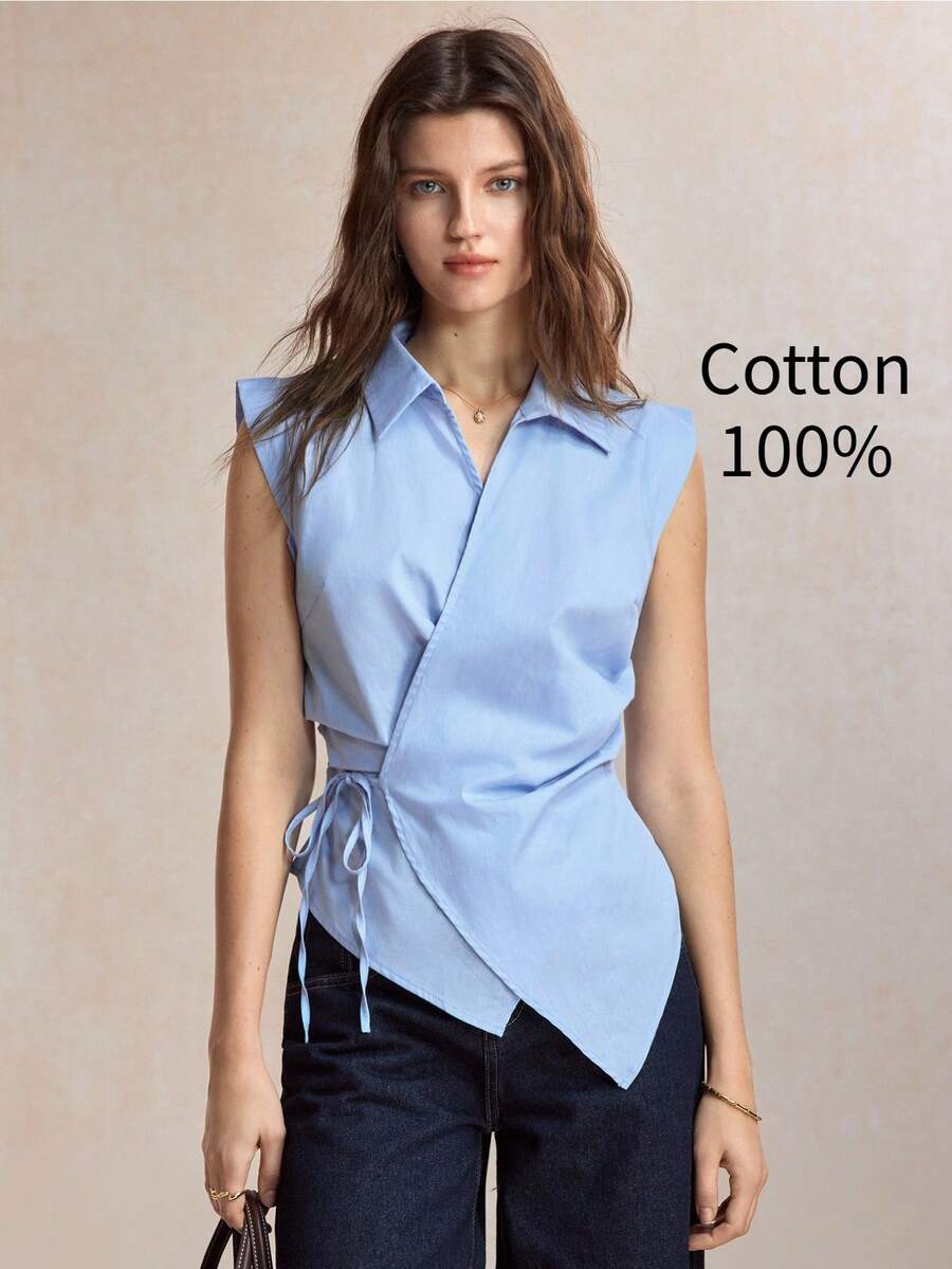BizChic Áo sơ mi nữ mùa hè cao cấp đa năng thanh lịch, tay cánh dơi, eo ôm, kiểu dáng slimming, phong cách casual đi làm, hẹn hò, lễ Quốc khánh, mùa tốt nghiệp, lễ hội âm nhạc, màu xanh - Màu xanh lam - Xem 1