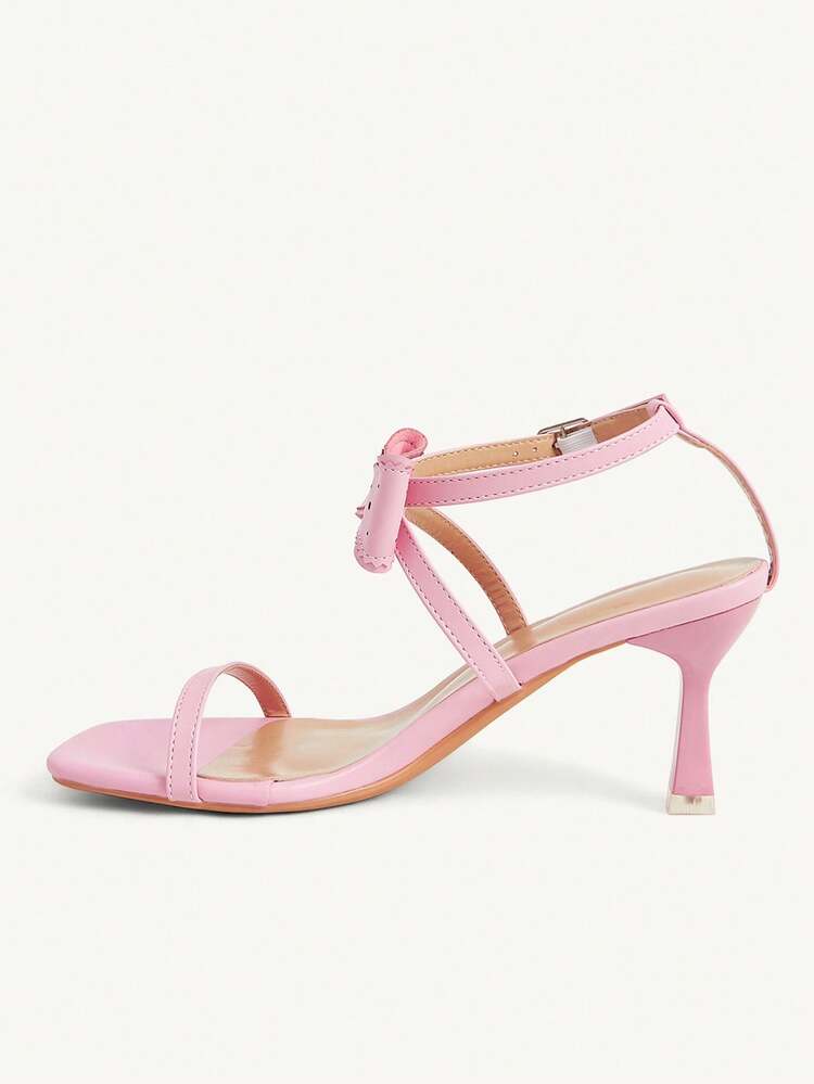 CUCCOO CHICEST Girly Pink Hollow Bow Sandals, Cross Strap Square Heel Design, Summer Versatile Dating Shoes
