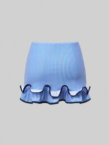 Swim Oasis 26SS Spring/Summer Striped Ruffle Elegant 3 Pieces Set: Skirt & Swimwear - Multicolor - View 10