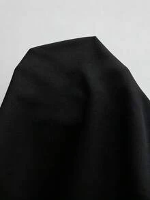 SHEIN LUNE 女款垂墜式掛脖露肩金色亮片刺繡裝飾V領開衩長袖長洋裝 - 黑色 - 查看 3