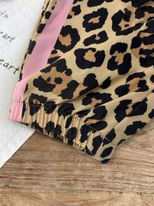 SHEIN Elladie kids 女嬰 2件/套 粉紅色夏季套裝 可愛休閒度假風 刺繡裝飾 短袖泡泡袖圓領上衣&長褲 - 綠色 - 查看 5