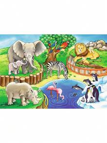 Ravensburger Animals In The Zoo 2x12Pieces Jigsaw Puzzles Kids Age 3Years+ 7602 - Multicolor - View 3